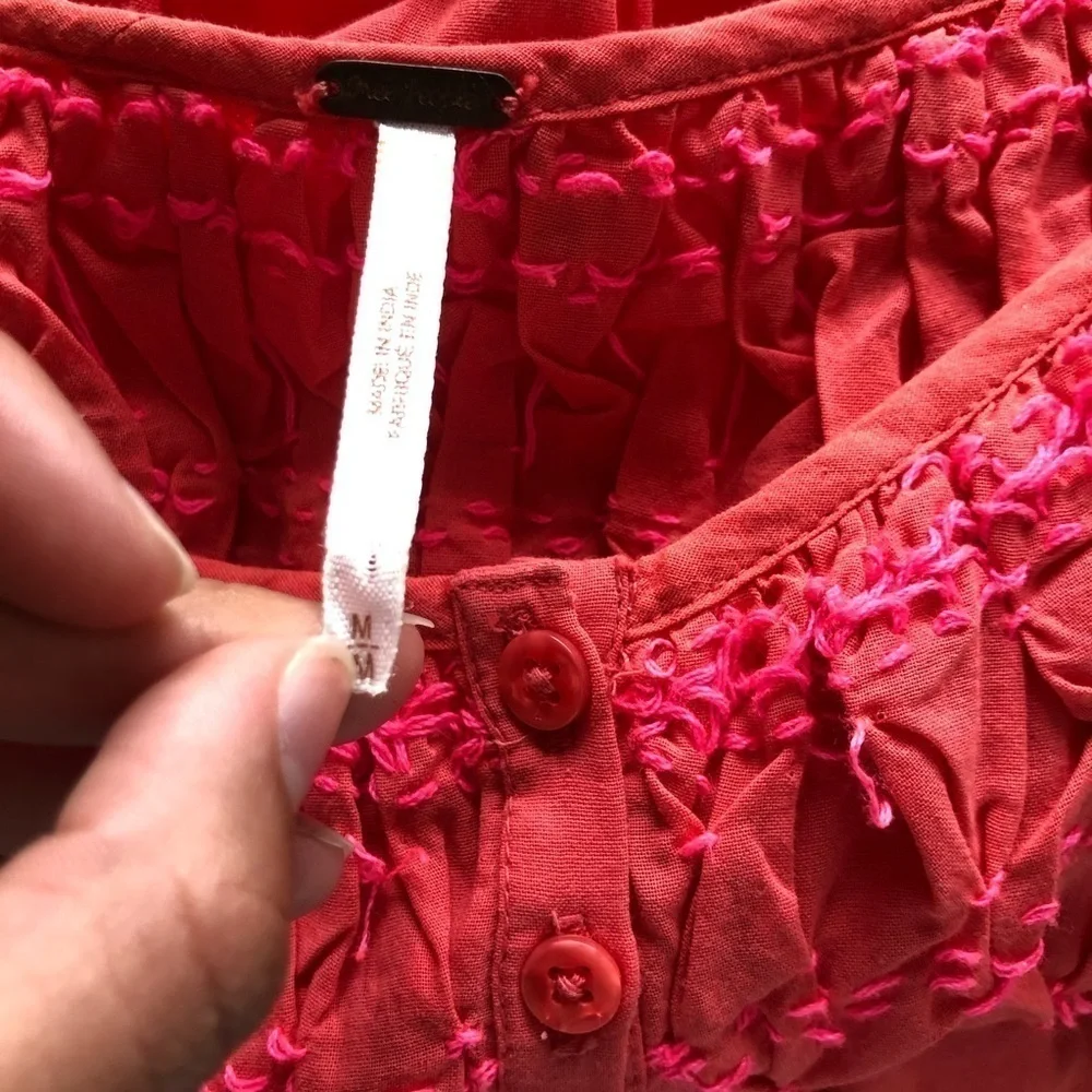 Free People ruched blouse with stitching detail